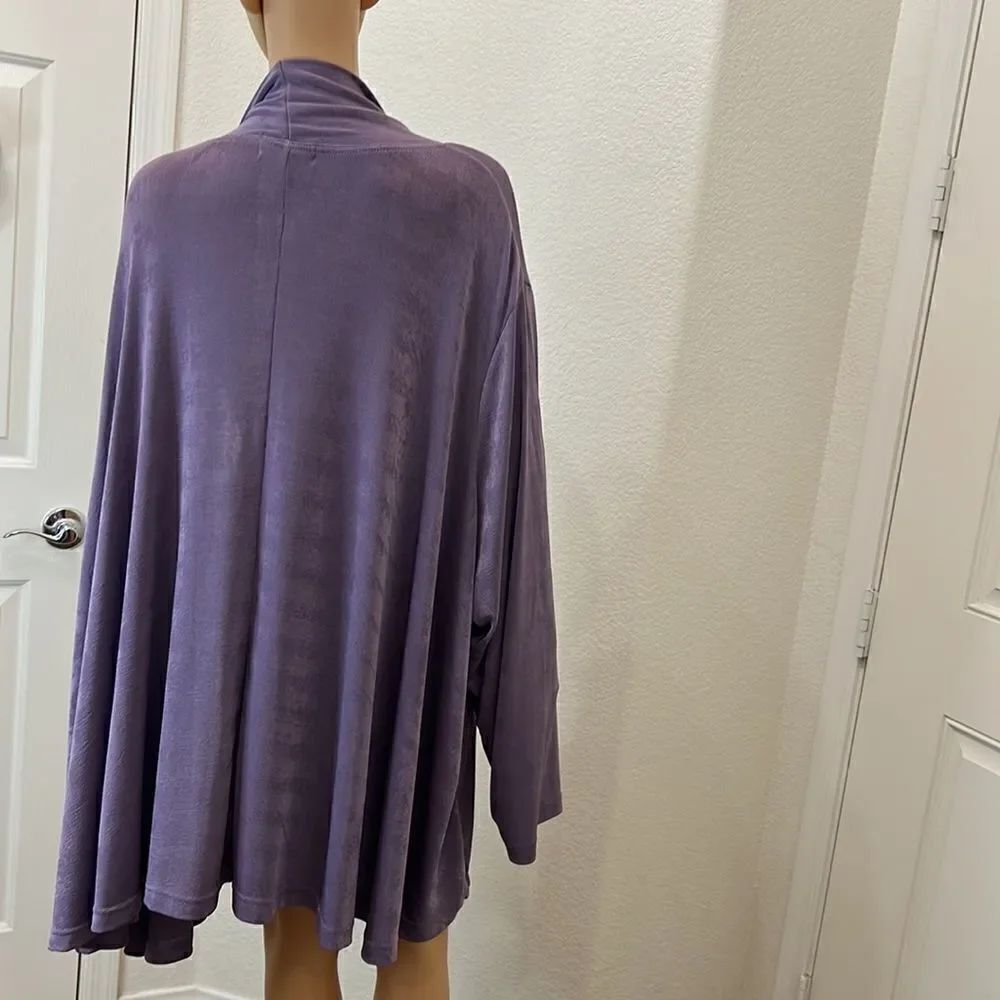 Brylane Woman Collection 3X Open Front Cardigan Violet Iris Purple Topper Jacket - Picture 5 of 11